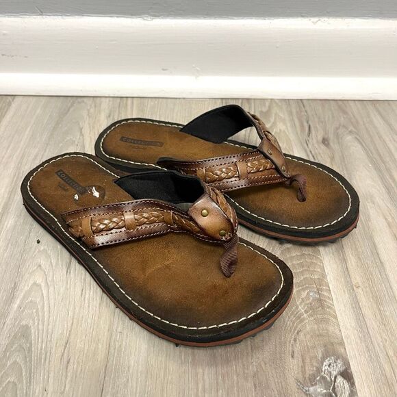 Clarks Sandals Women's 6 Fenner Nerice Brown Braided Faux Leather Thong Flip Flo - Picture 1 of 5